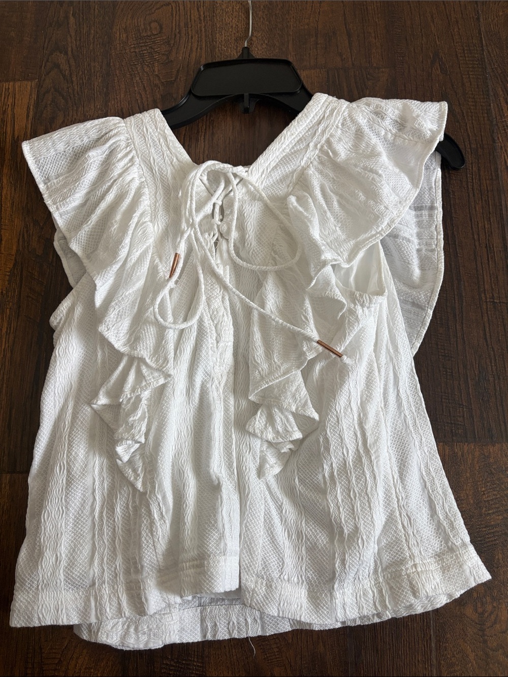 Anthropologie Women’s White Ruffle Sleeve Top - Picture 2 of 5